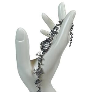 Vintage Noah’s Ark Animal Charm Bracelet With Detailed Animal Figures 8”